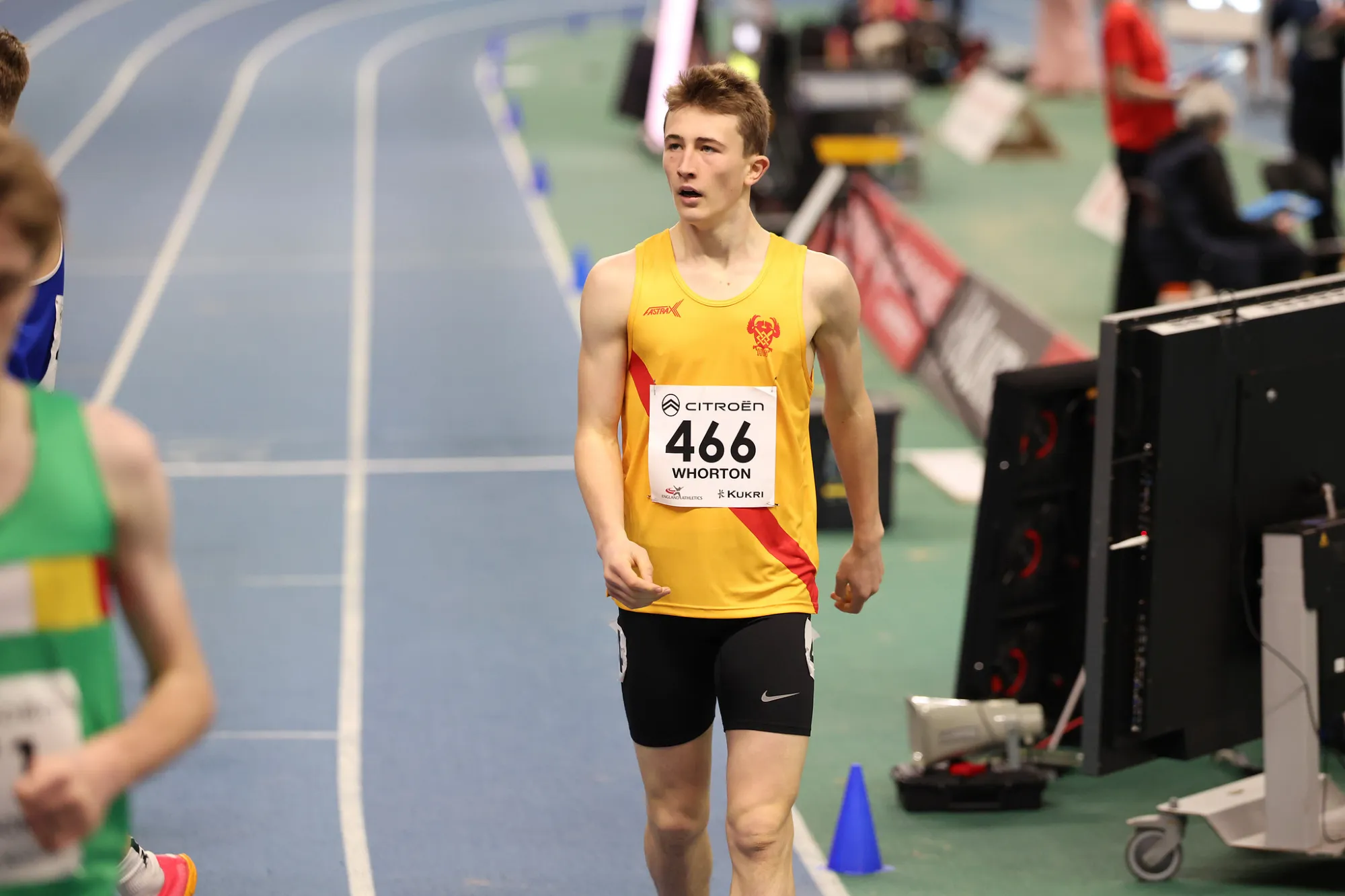 SpeedPro athlete Thomas Whorton after his 800m at the England Athletics indoor championships, February 2026