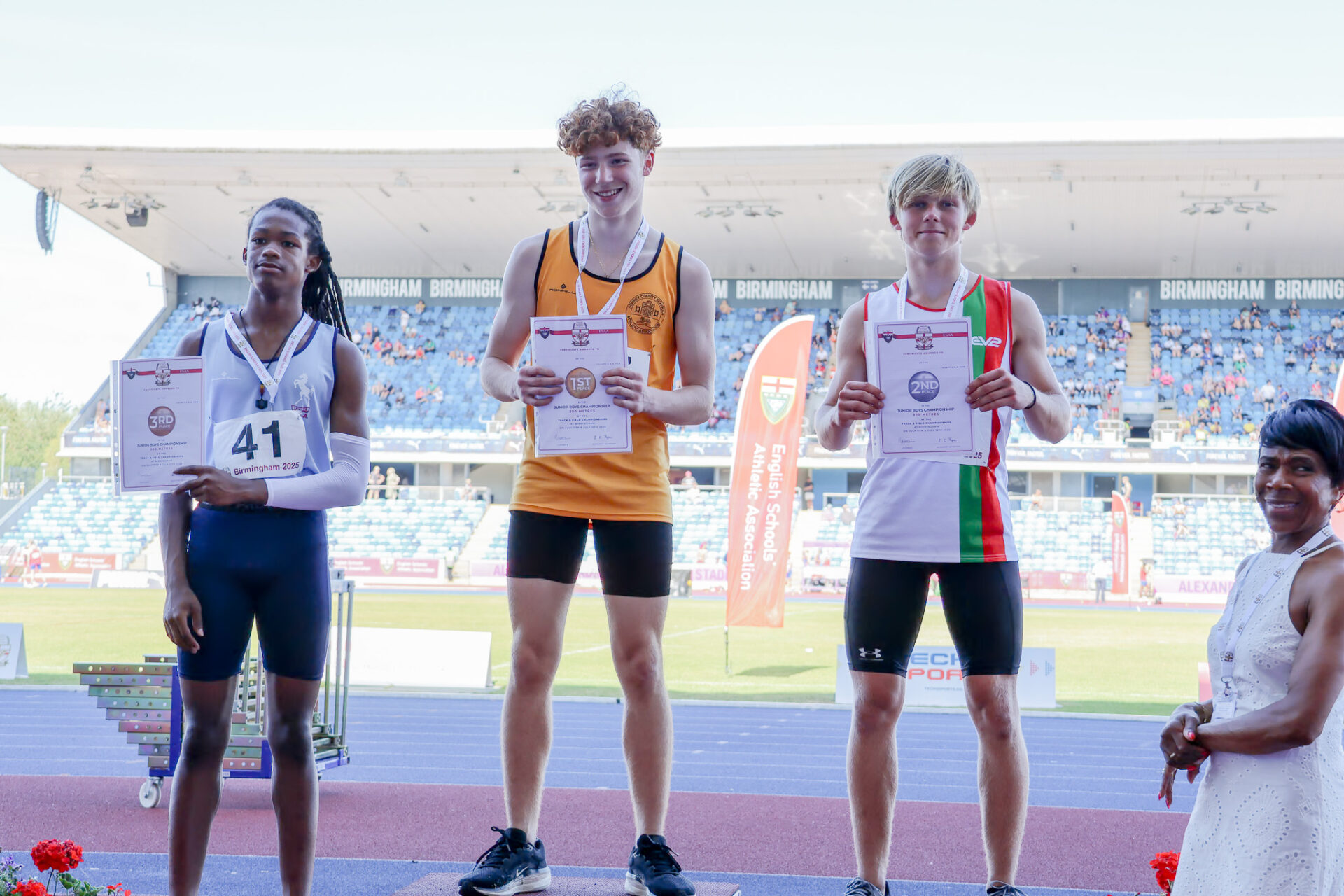 Tommaso Crosara captures the English Schools Junior Boys 300m title, showcasing talent and determination with a remarkable personal best.
