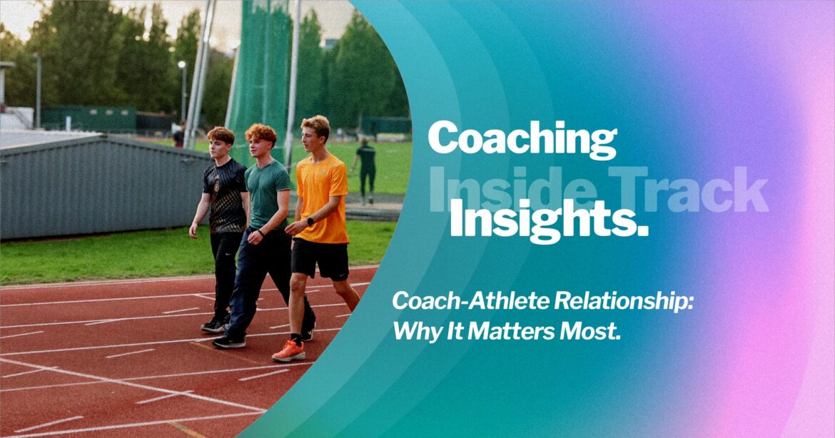 Coach providing feedback to a young athlete during a structured track session at SpeedPro in Wimbledon.