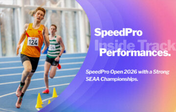 SpeedPro athletes competing at the 2026 South of England Indoor Championships at Lee Valley Athletics Centre.