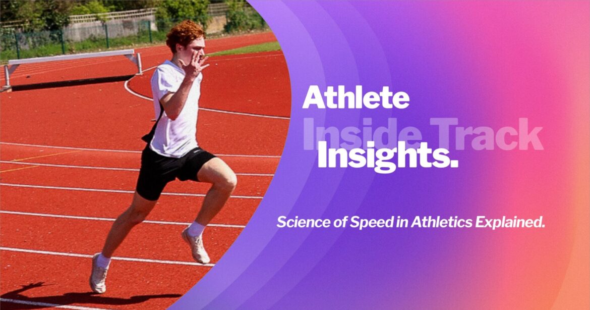 An athlete sprinting on a track demonstrates speed and power developed through muscle fibres and neural activation.