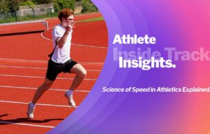 An athlete sprinting on a track demonstrates speed and power developed through muscle fibres and neural activation.
