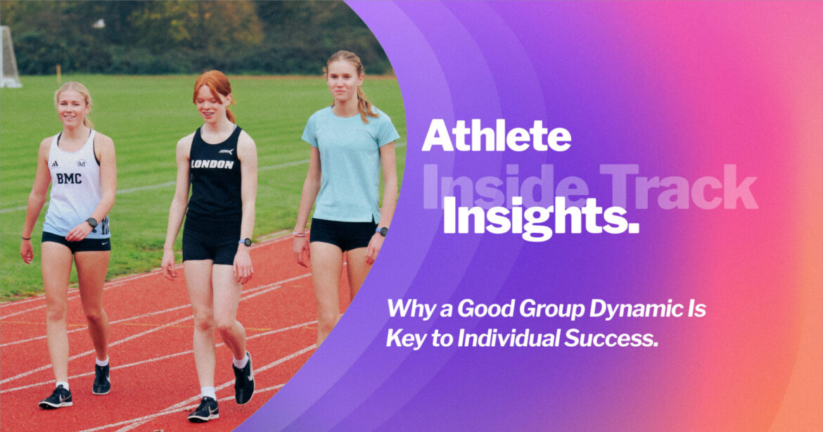 SpeedPro athletes are training together on the track, showing teamwork, support, and a positive group dynamic