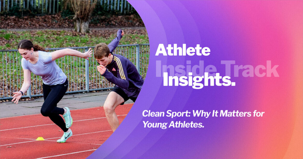 Young athletics competitors are training on the track, representing clean sport values and fair competition.