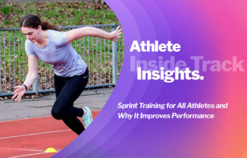 Athlete performing sprint training on an athletics track to develop speed and power.