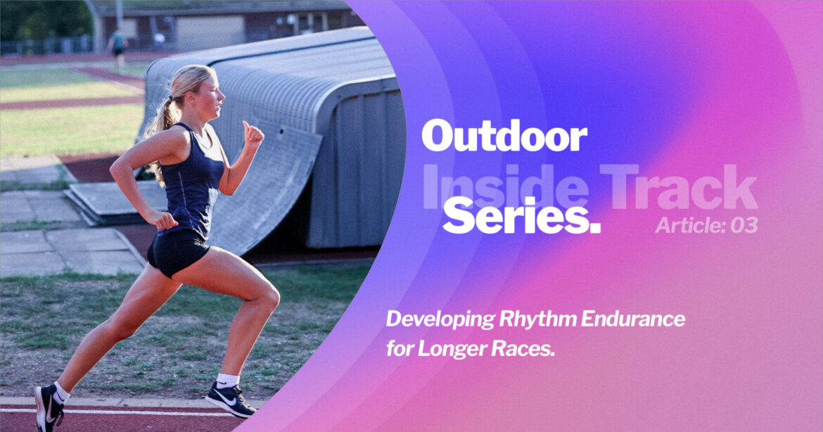 Athletes completing rhythm endurance intervals during outdoor track training at SpeedPro in Wimbledon.