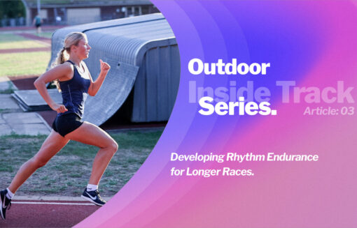 Athletes completing rhythm endurance intervals during outdoor track training at SpeedPro in Wimbledon.