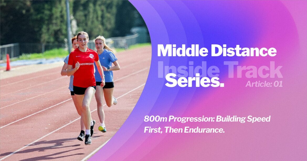 Middle-distance athletes completing a speed-focused 800m training session at SpeedPro in Wimbledon.