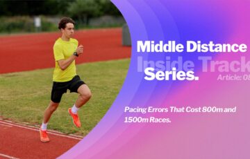 A middle-distance athlete struggling in the final straight, illustrating the consequences of pacing errors in middle-distance racing.