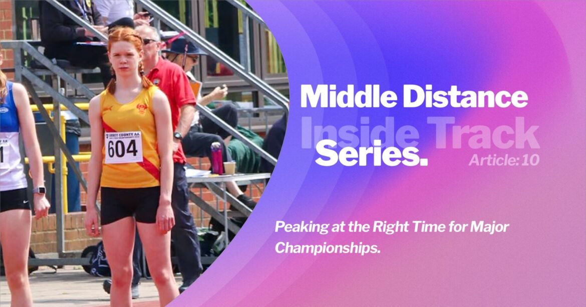 A middle-distance athlete competing with confidence at a major championship, the result of strategic peaking for championships throughout the season.